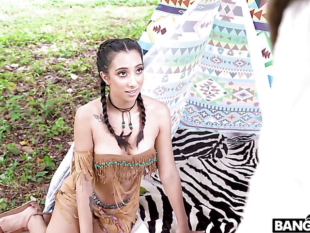 Kiarra Nava Hoe - Outdoor teen Native American sex adventure in the woods