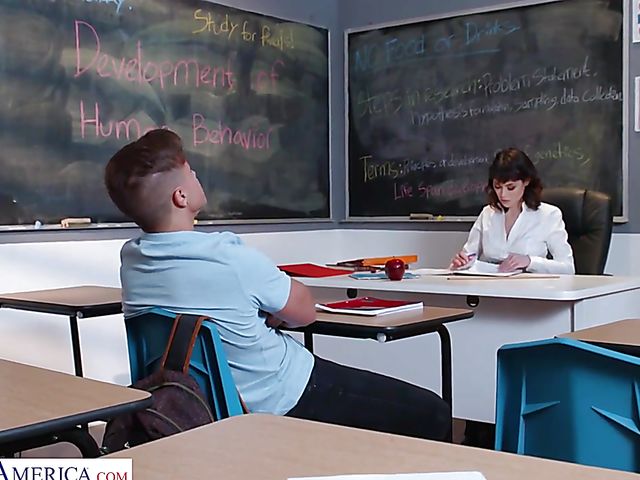 His MILF teacher Audrey Noir has got nice boobs and bush