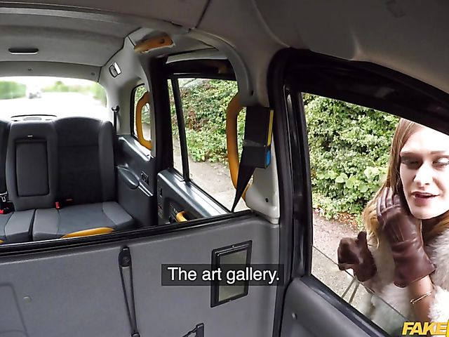 Incredible taxi sex with pantyless lady Honour May in a fur coat and gloves