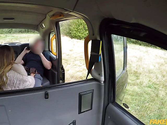 Incredible taxi sex with pantyless lady Honour May in a fur coat and gloves