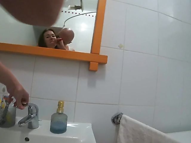 Teen anal in the middle of the bathroom with sexy girlfriend Mia Bandini 