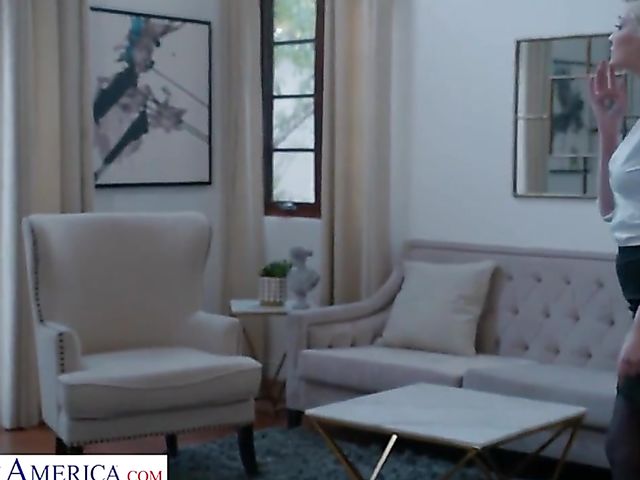 Short haired blonde estate agent Skye Blue seduces a married man