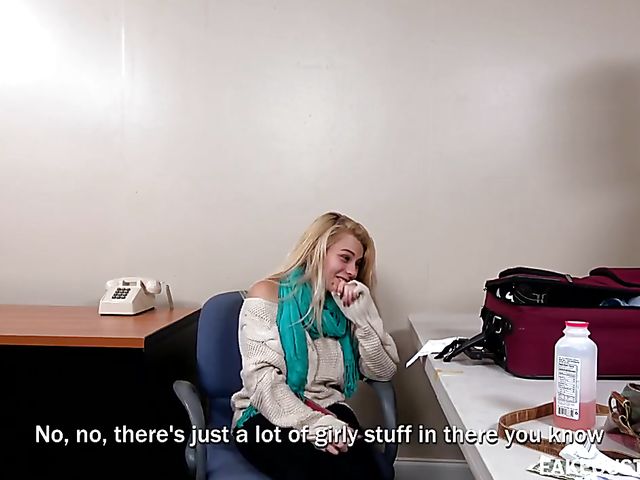  Naive blonde Skylar Valentine gets tricked into sex at fake customs