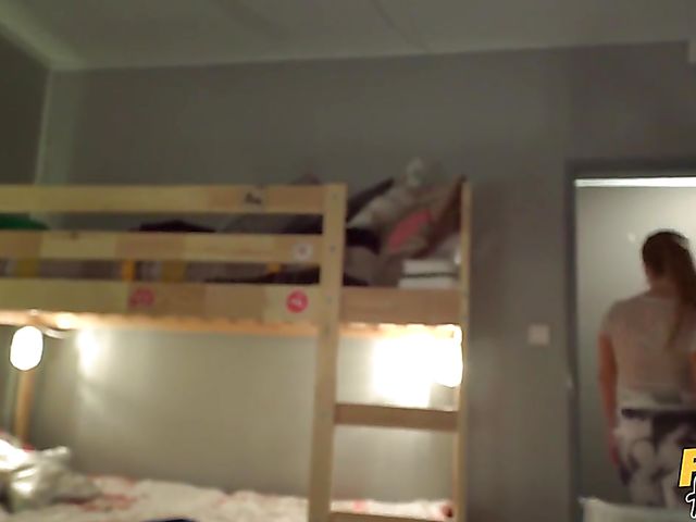 Doggy style sex in the hostel with busty fitness babe Josephine Jackson