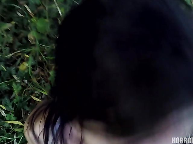 Dirty outdoor POV in ripped bikini by the lake