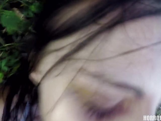 Dirty outdoor POV in ripped bikini by the lake