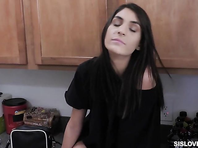 POV brunette Dana Wolf sucks and fucks her big stepbrother's cock