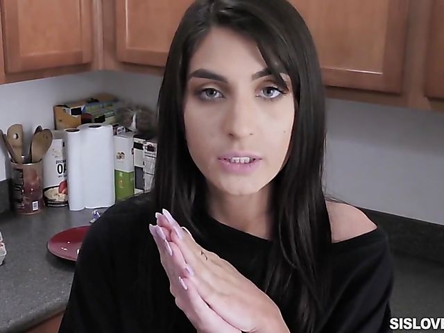 POV brunette Dana Wolf sucks and fucks her big stepbrother's cock