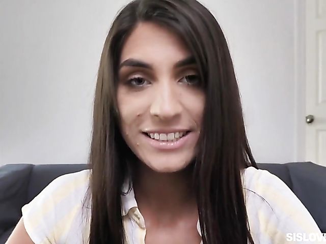 POV brunette Dana Wolf sucks and fucks her big stepbrother's cock