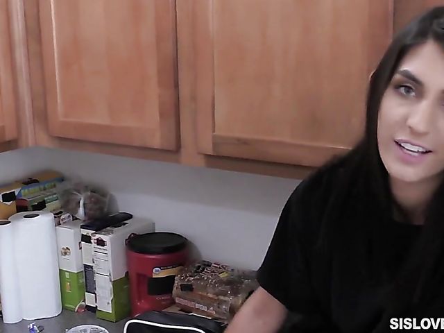 POV brunette Dana Wolf sucks and fucks her big stepbrother's cock