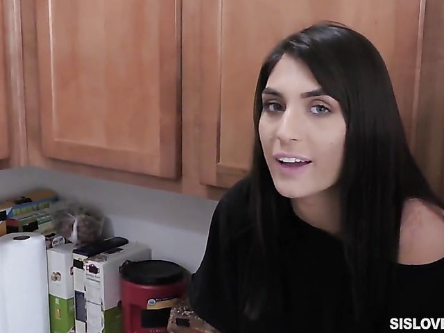 POV brunette Dana Wolf sucks and fucks her big stepbrother's cock