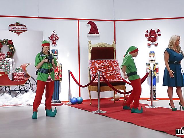 Santa Jordi loves Alura Jenson's huge melons and she wants him to put his dick in her milf pussy