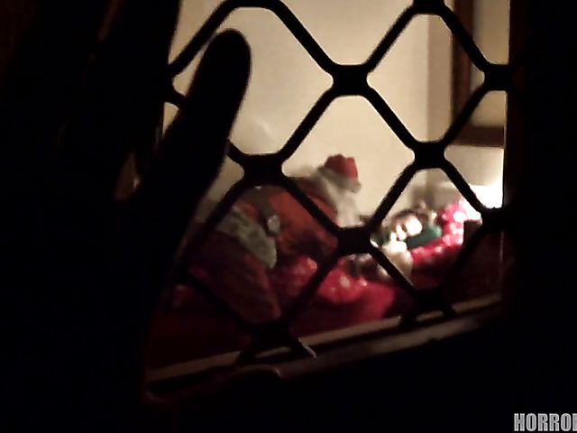 Rough Christmas anal with bad Santa in front of helpless teen's mom