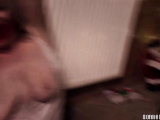 Rough Christmas anal with bad Santa in front of helpless teen's mom