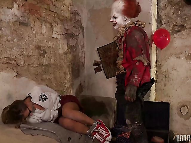 Schoolgirl punishment and extreme brutal sex with the clown