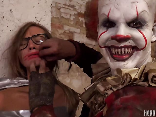 Schoolgirl punishment and extreme brutal sex with the clown