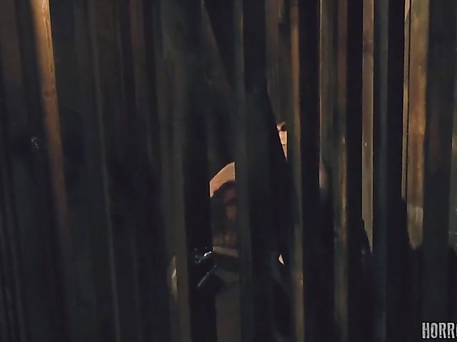 Masked butcher fucks his shaved and hairy sex slaves