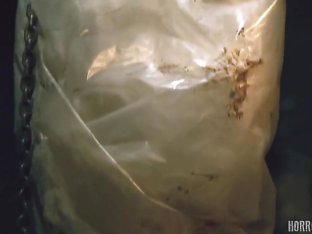 Masked butcher fucks his shaved and hairy sex slaves