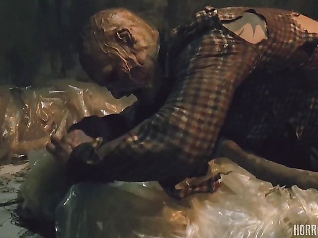 Masked butcher fucks his shaved and hairy sex slaves