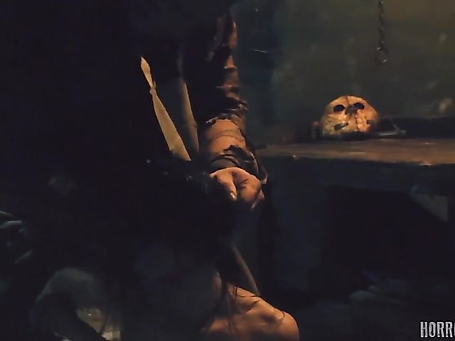 Masked butcher fucks his shaved and hairy sex slaves