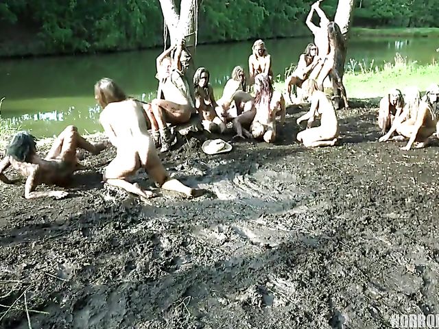 Mud sex with dirty nude amazon women doing it in the wild