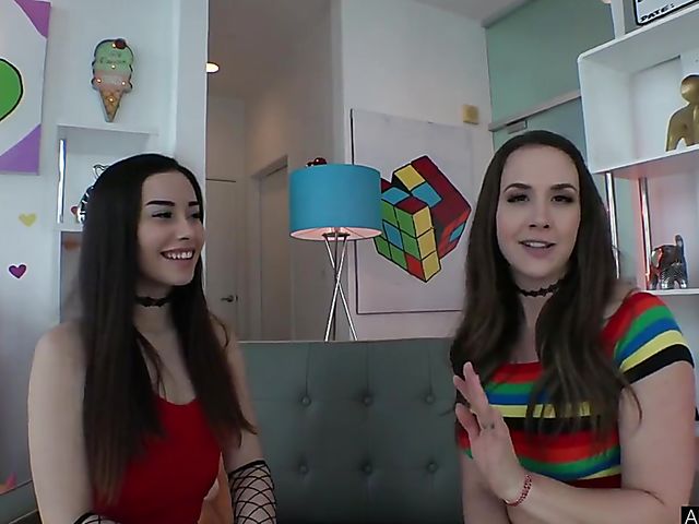 ATM threesome in fishnets with Chanel Preston and Aria Lee