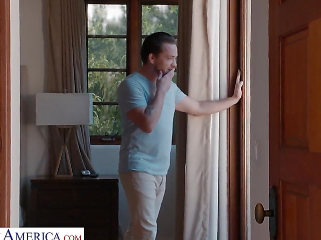 Asian slut Kendra Spade teases her neighbor Kyle Mason by the pool and gets boned in the kitchen