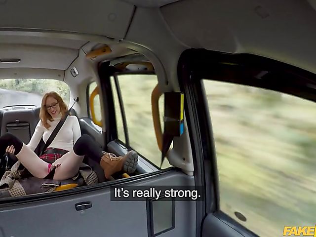 Fake taxi redhead with firm boobs Lenina Crowne keeps her glasses on while fucking