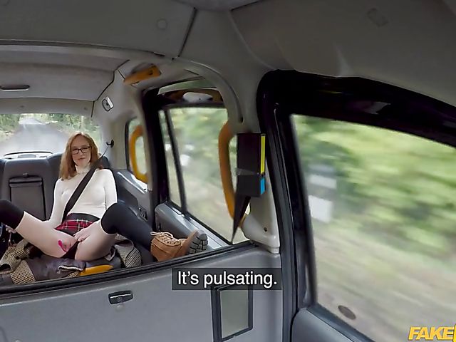 Fake taxi redhead with firm boobs Lenina Crowne keeps her glasses on while fucking