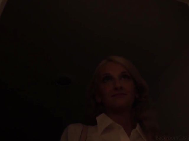 Blonde casting in the backroom featuring skinny Tallie