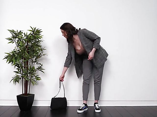 Big natural boobs audition with buxom brunette Alyx