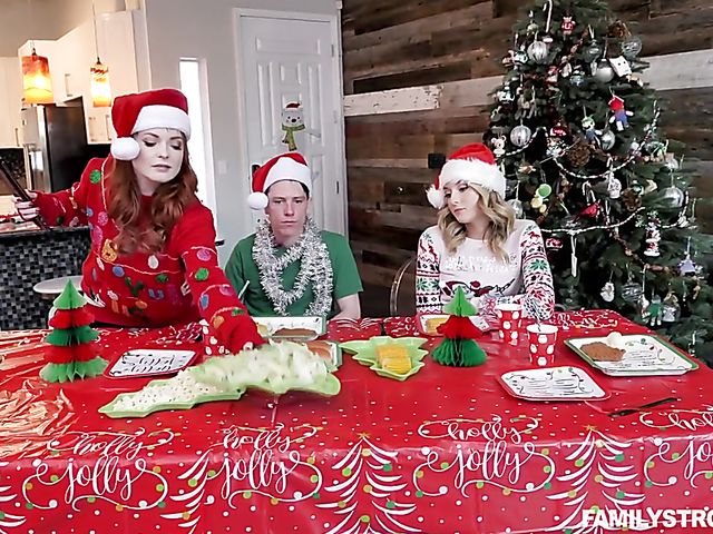 Xmas dinner and foursome family fuck with Charlotte Sins and Summer Hart