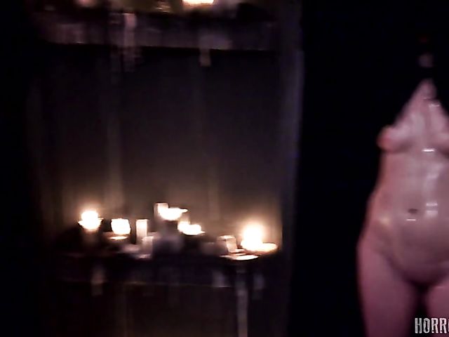 POV horror BDSM sex with bound girls with legs spread wide and black mass inside of them