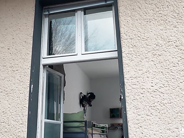 Short hair interracial girl Gabi Gold gets blacked in the hostel