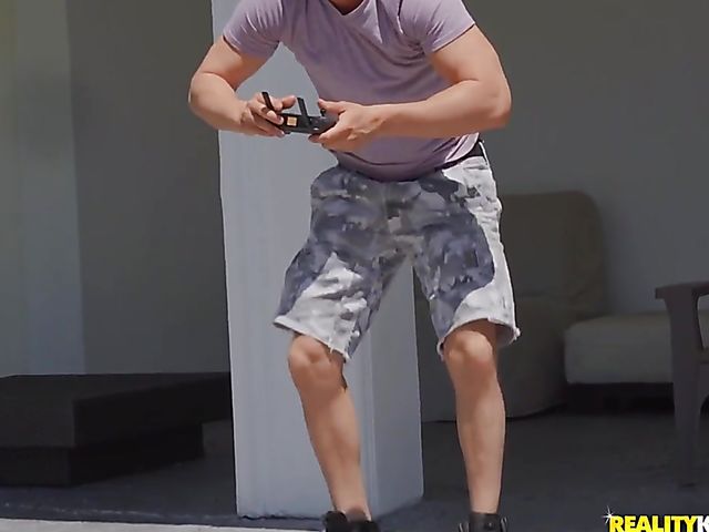 Kenzie Taylor's lucky neighbor spying on her bikini big tits and fucking her milf anal hole