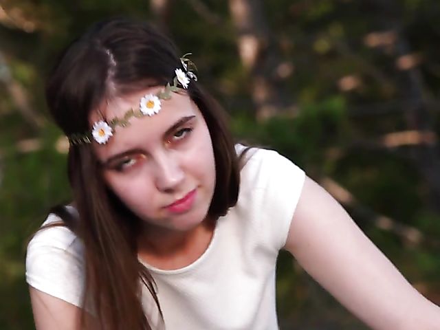 Fit skinny teen strip and finger masturbation on the road with Trasy