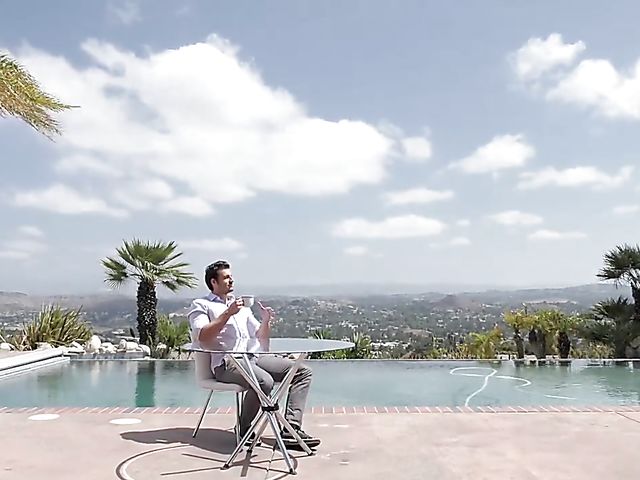 Milk on boobs and oiled tits fuck outdoors with curvy Ella Knox