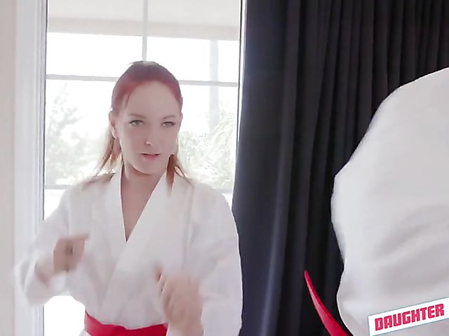 Daughter and dad karate foursome with Luna Light and Ashley Red