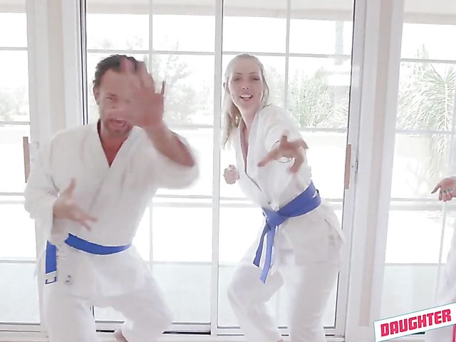 Daughter and dad karate foursome with Luna Light and Ashley Red