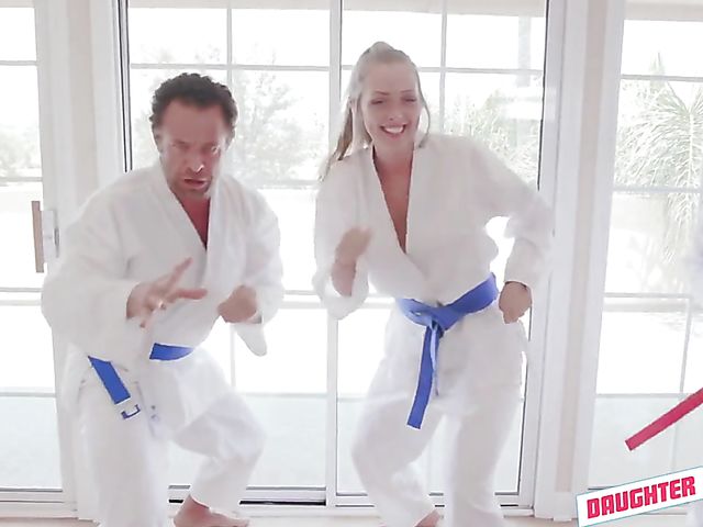 Daughter and dad karate foursome with Luna Light and Ashley Red