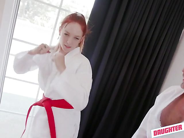 Daughter and dad karate foursome with Luna Light and Ashley Red