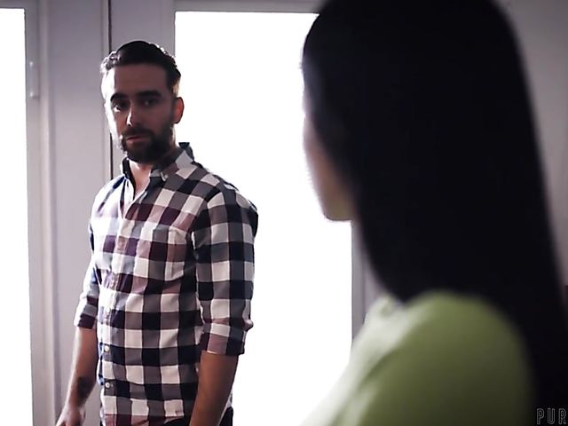 Pretty brunette Alex Coal having hot sex with her boyfriend's brother