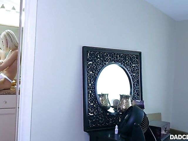 Skinny daughter Sky Pierce gives head to her stepdad and gets boned