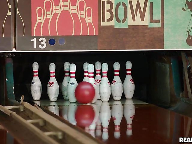 Interracial bowling with ebony natural boobs girl Julie Kay