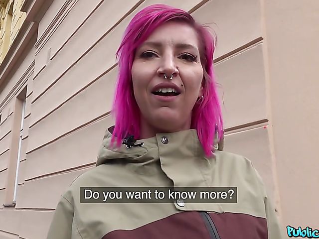 Street pick up and POV strip bar sex for money with pink-haired pierced girl Alex Bee