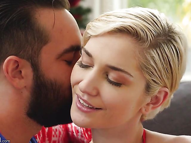 Red lingerie and cookies for romantic sex on Christmas with Skye Blue