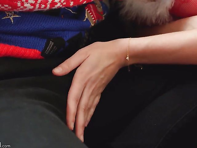 Red lingerie and cookies for romantic sex on Christmas with Skye Blue