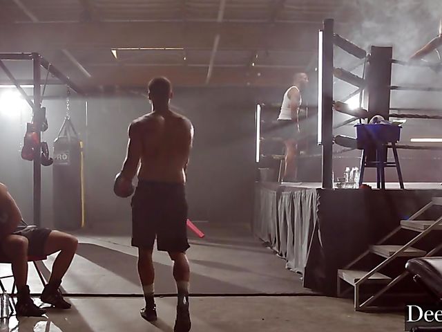 Haley Reed doing a double vaginal in the ring with bi-curious boxers