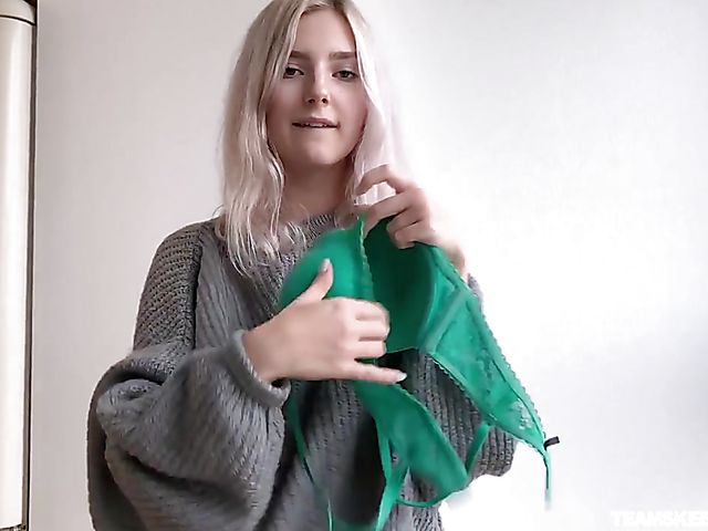 Busty teen POV panties strip and fuck with Eva Elfie