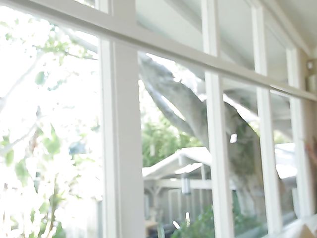 Angela White - Natural big tits solo with a dildo made of glass